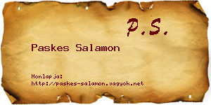 Paskes Salamon névjegykártya